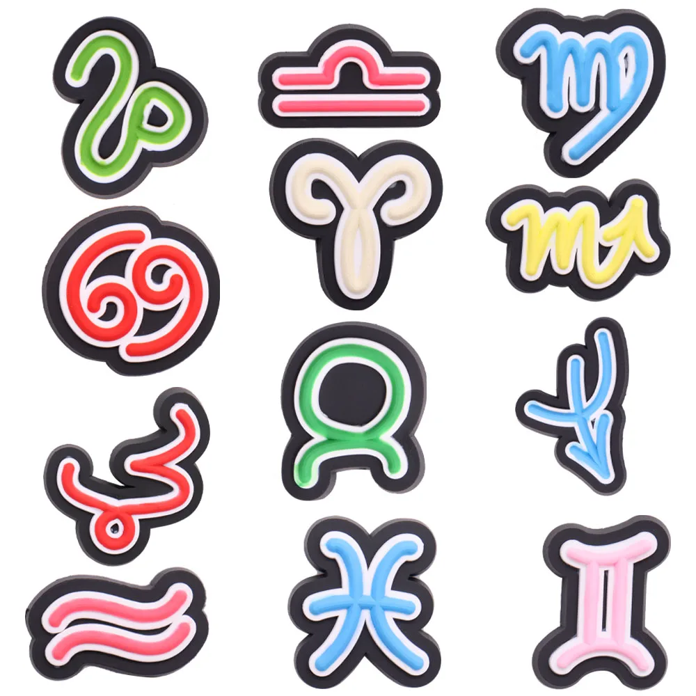 1Pcs Cartoon Signs Of The Zodiac PVC Shoe Charms Garden Shoes Accessories Shoes Buckle Decorations Fit Bracelets Children Gift