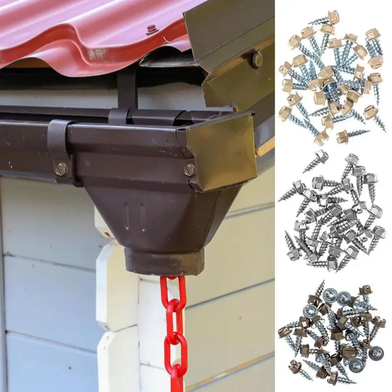 Gutter Downspout Screws Tapping Downspout Screws 100 Pieces Tough Gutter Guard Accessories For Secure Assembling To Wood