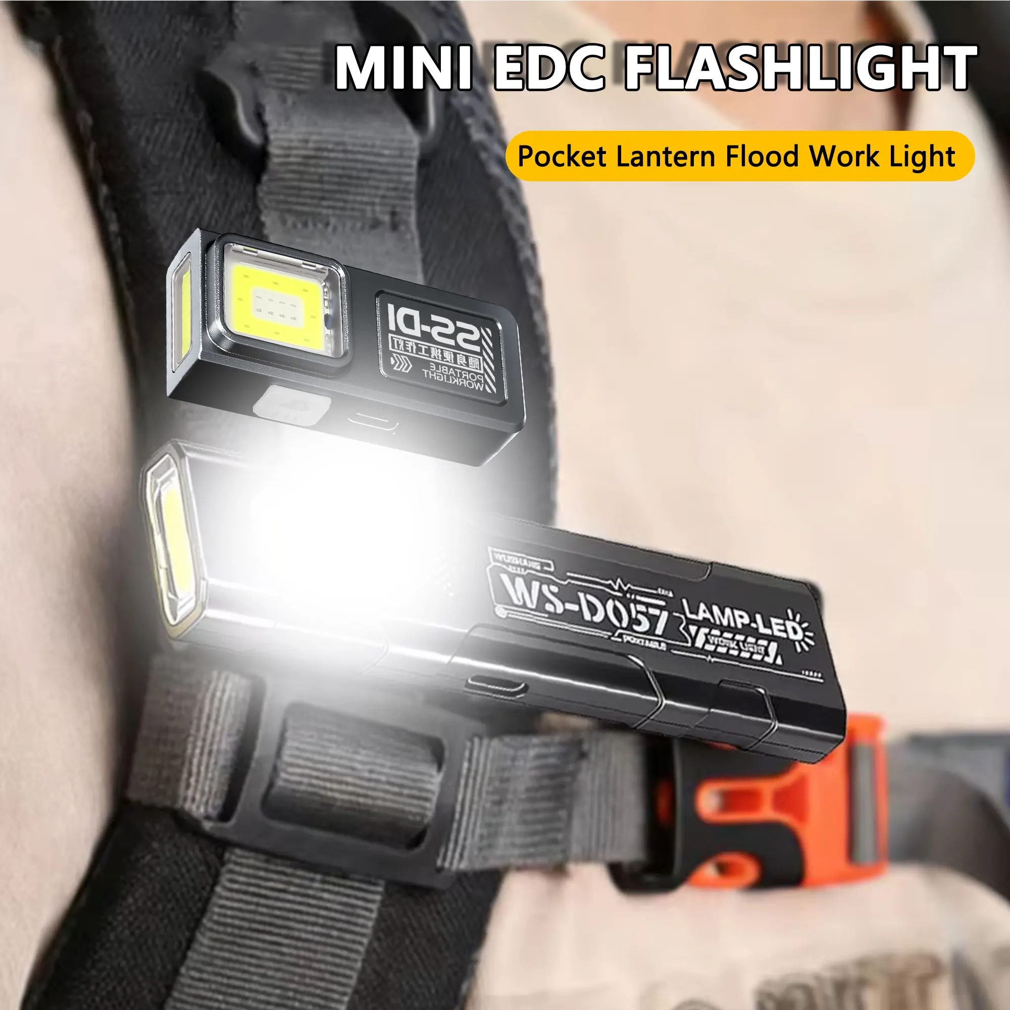 Outdoor LED Flashlight Portable Mini Torch Light Pocket Lantern Flood Work Light Waterproof Keyring Camping Rechargeable Lamp