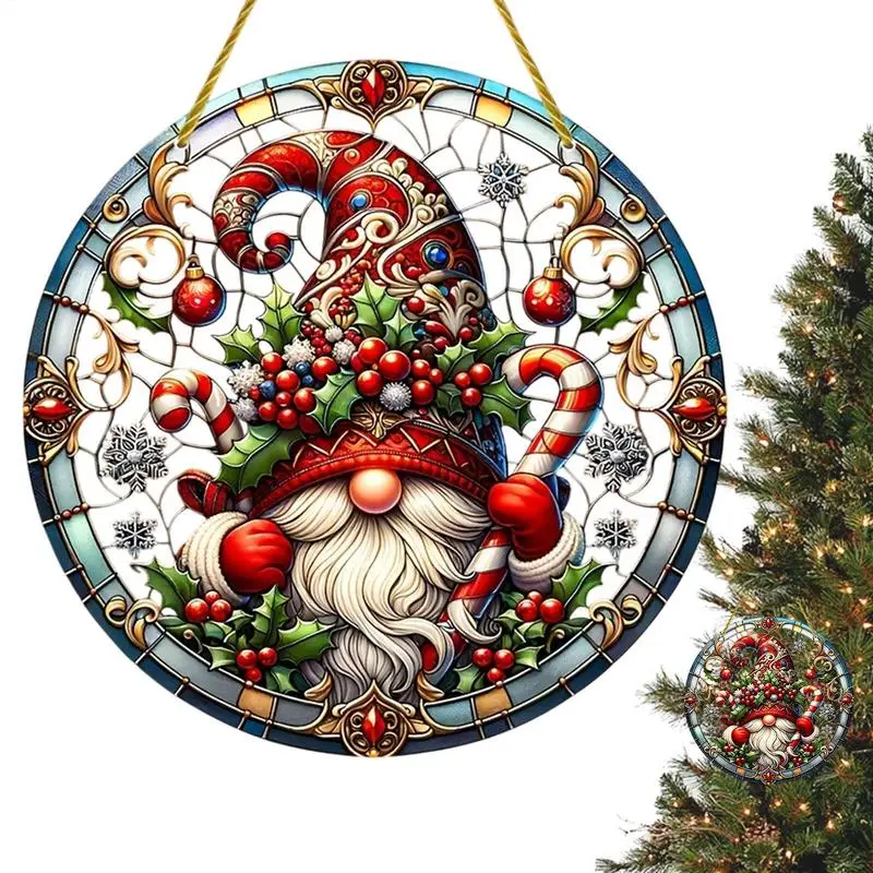 Weihnachtsmann-Weihnachtszwerge, Hirsch, Acryl-Sonnenfänger, bunt gebeiztes Fenster, zum Aufhängen, Weihnachts-Sonnenfänger, Gartendekoration