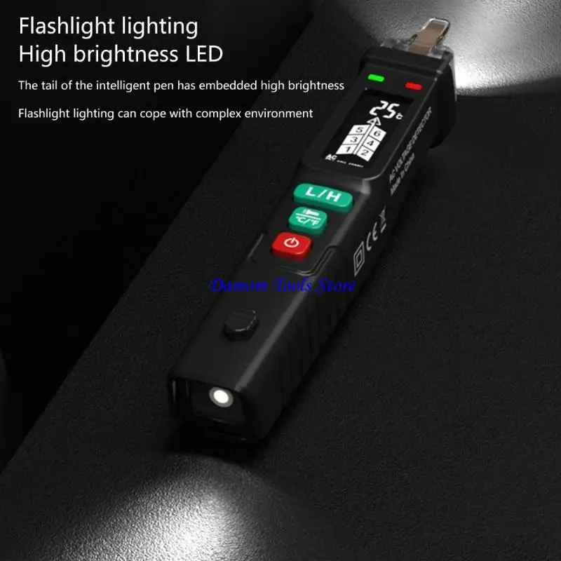 57be Detektor Tegangan Non-Tegangan Alat Listrik LCD Indikator Tegangan Alarm Visual