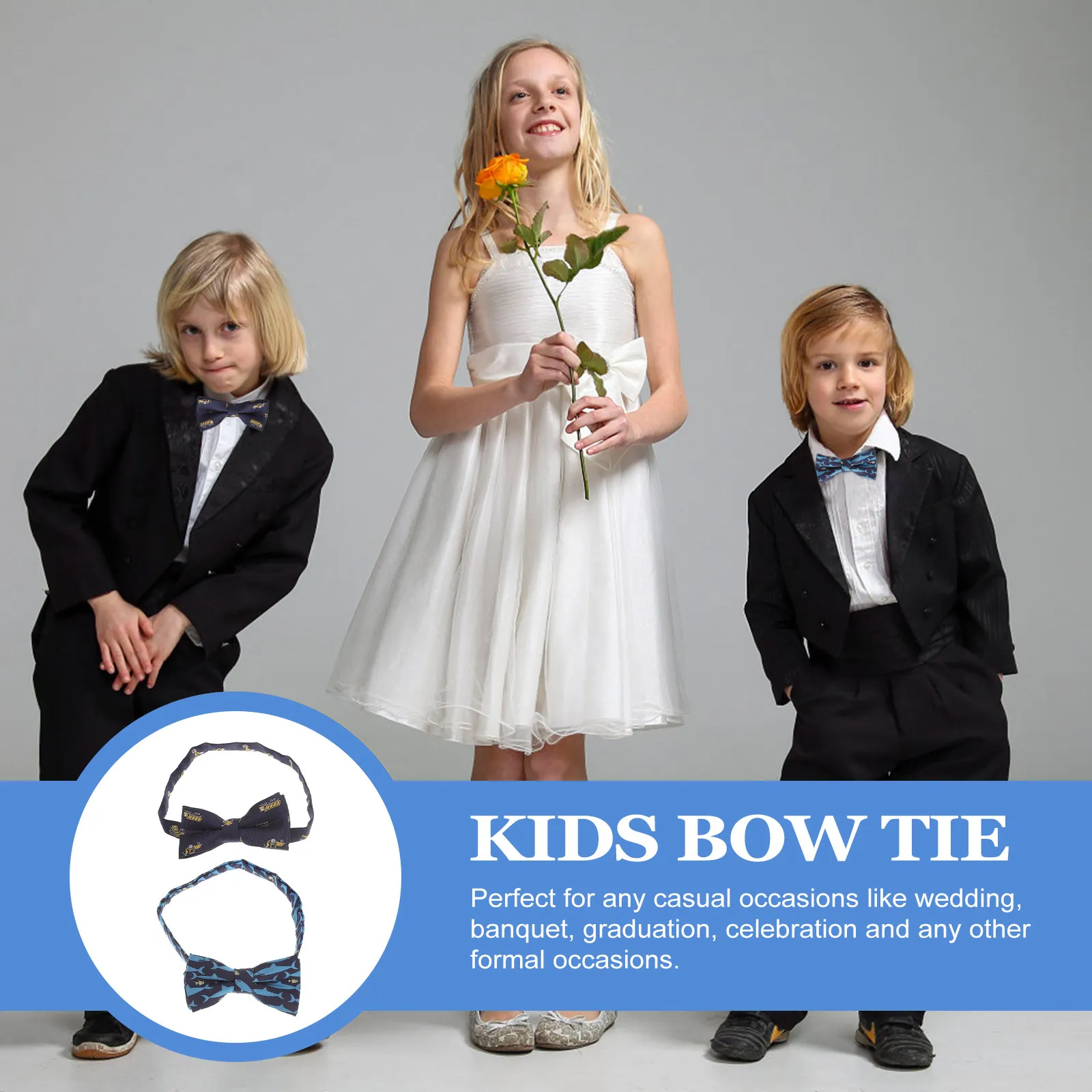 

2Pcs Cartoon Bow Ties Kids Adjustable Pre-Tied Bow Tie Set for Parties Birthdays Festivals Formal Outfits Children Clothing