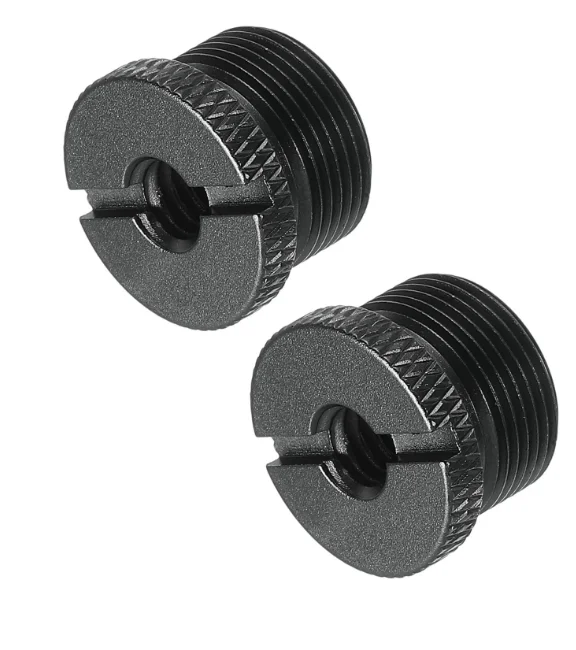 Mic Stand Adapter 1/4 Female to 5/8 Male Aluminum Alloy Adapter Black 2 Pack