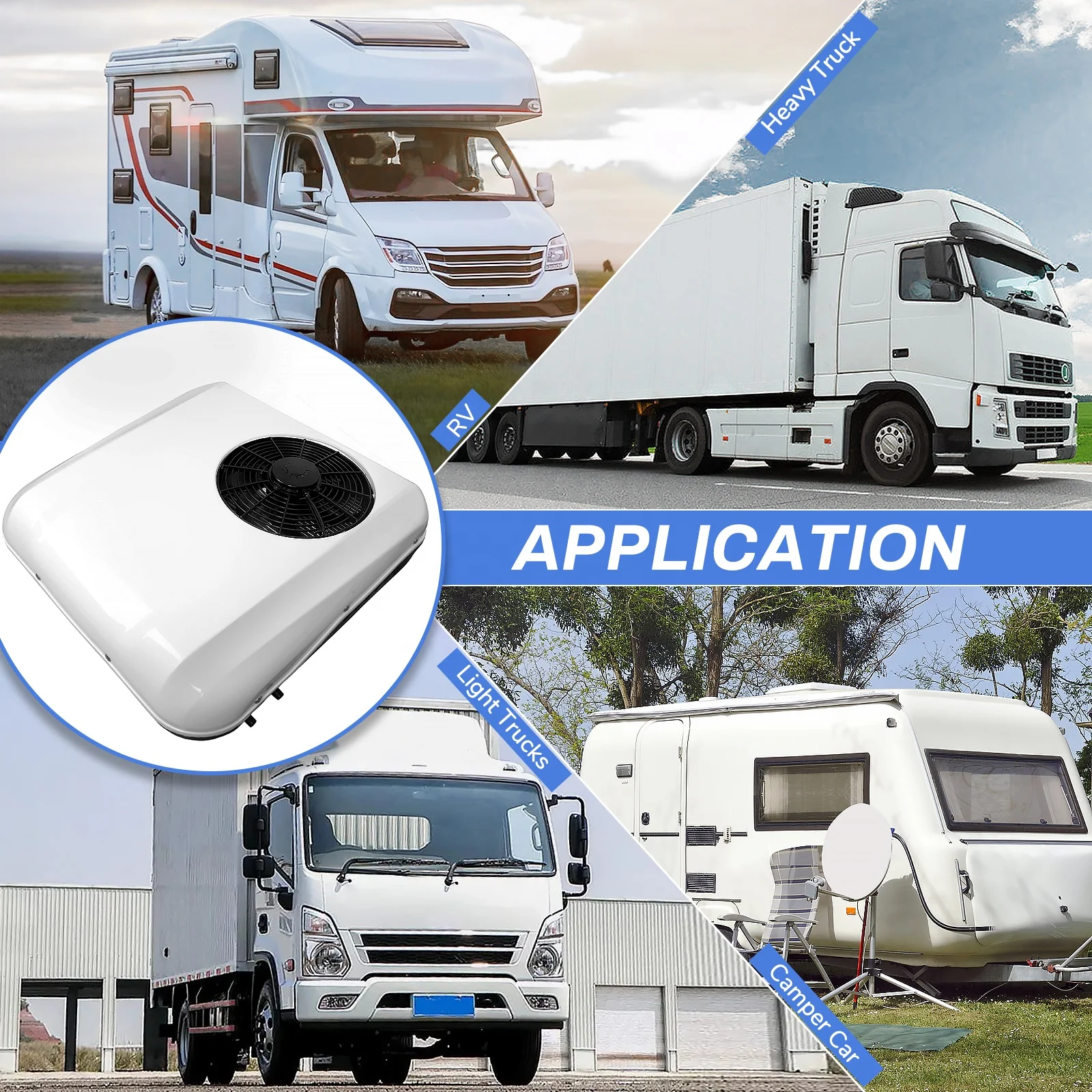 Picture 7: Portable Parking Oto Klima Aire Acondicionado System 12v 24v Electric Dc Cabin Rv Roof Top Air Conditioner For Truck