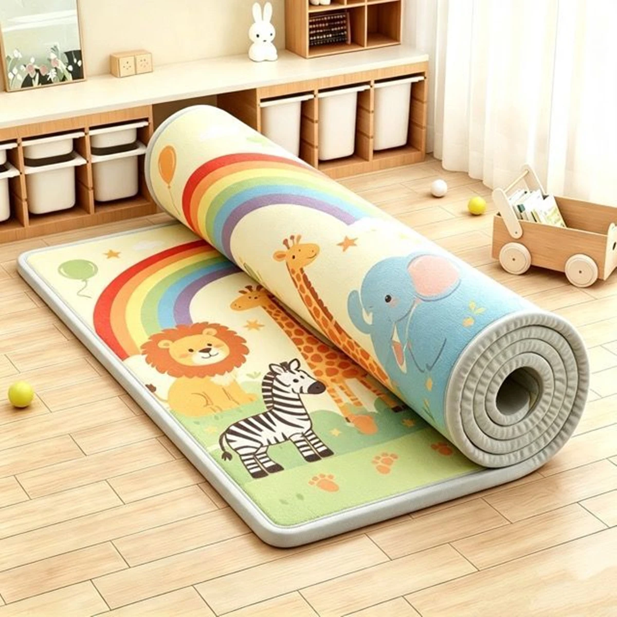 Educational Pattern Baby Crawling Mat Anti Slip Waterproof Foldable Kids Activity Play Rug for Baby Playroom Daily Use
