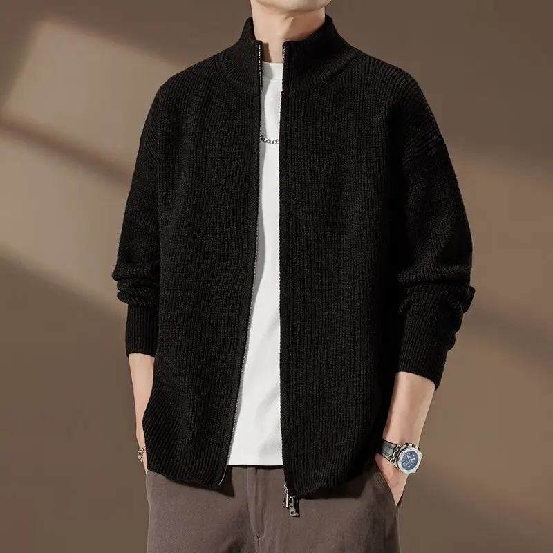 

ay Cleanfit Cardigan Sweater Jaet Men's Spring Autumn Lazy Sle High-End Knitted irt American Stand Collar Jaet