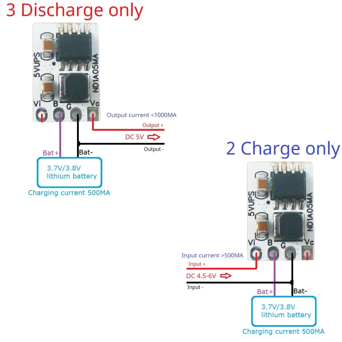 Mini 5V 1A UPS Uninterrupted Output Module 2 in 1 Charge Discharge 3.7V 3.8V 4.2V Li-Ion Li-Polymer 18650 Battery Charger Board