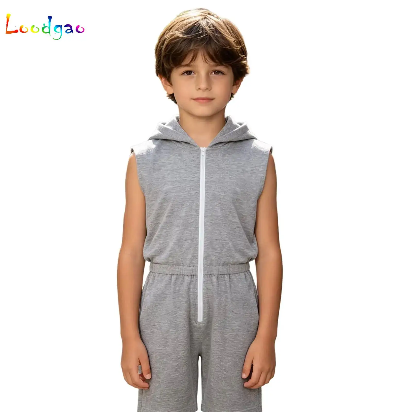 

Kids Boys Girls One Piece Jumpsuit Zipper Hooded Jumpsuit Sleeveless Thigh Length Bodysuit Casual Daily Life Holiday Rompers