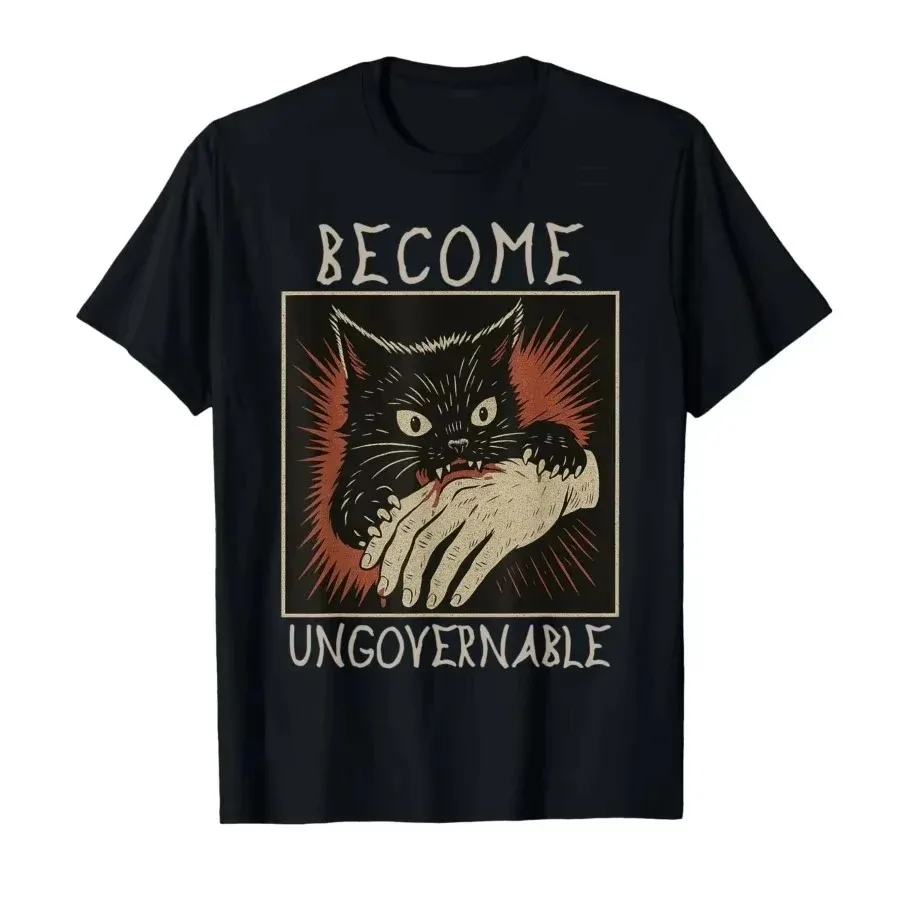Camisetas con mangas de camiseta designedadas por divertidos fanadoras negras de gatos