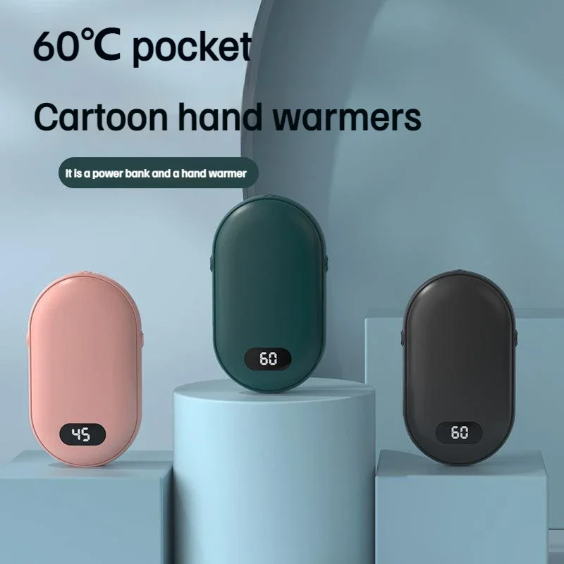 New Hand Warmer Power Bank 2in1 USB Rechargeable Winter Mini Hand Warmer Electric Heater Pocket Warmer high-capacity Winter Gift