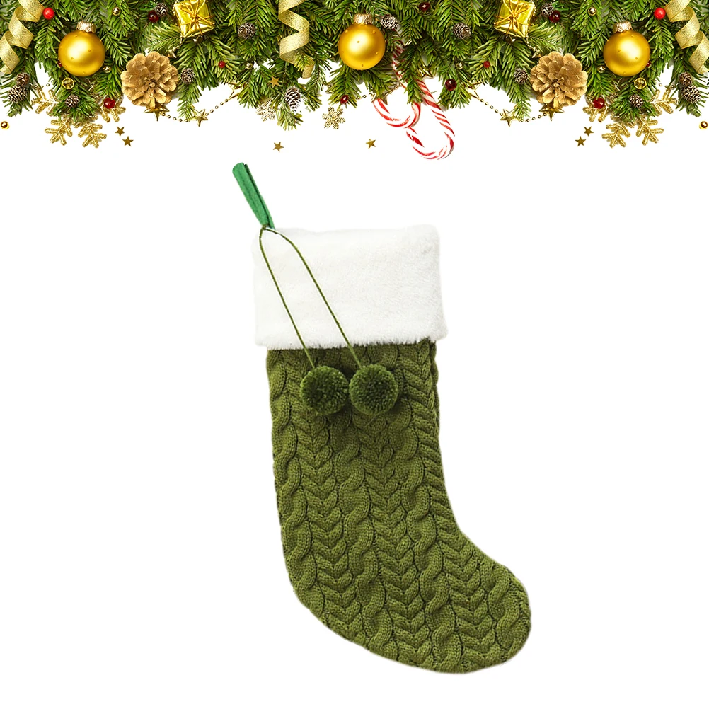

Christmas Socks Tree Hanging Ornament Stocking Party Knitted Stockings Thick Gift Pouch