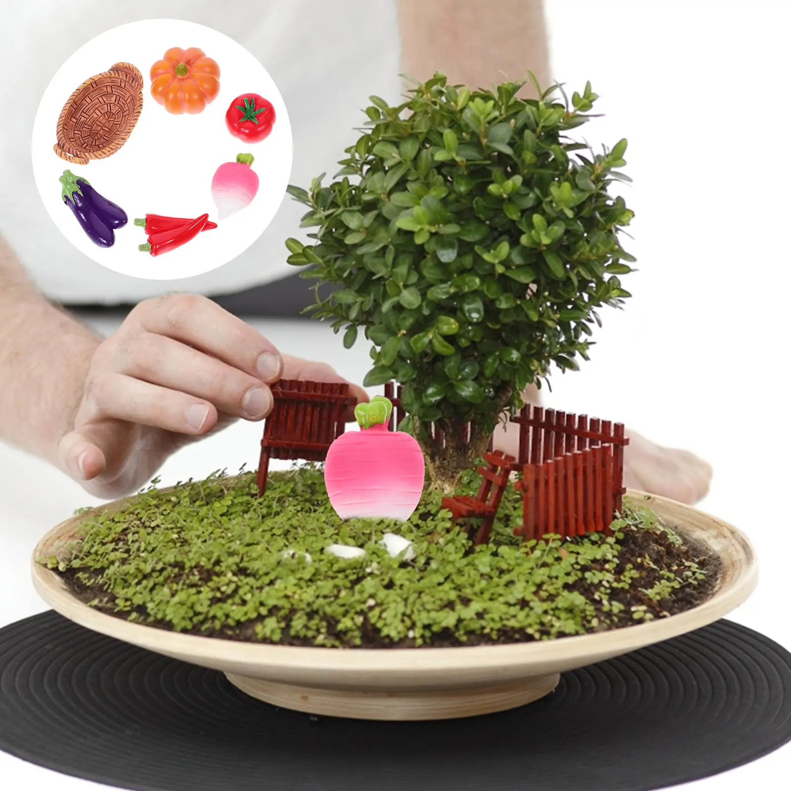 

1 Set Mini Vegetables Basket Realistic House Accessories Micro Landscape Decoration DIY Resin Vegetable Collection
