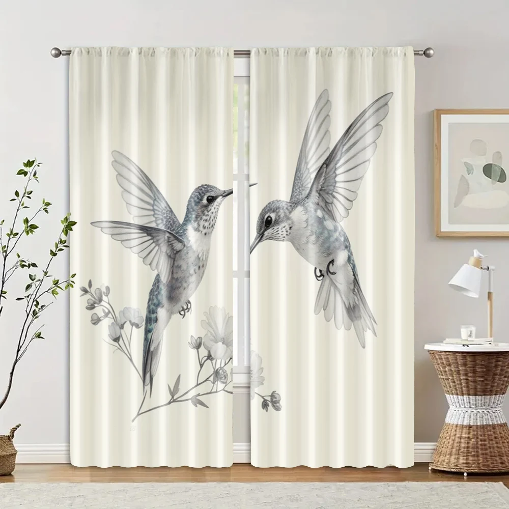 2 pcs, filtering curtains (excluding rods, non-movable, without batteries) Chic Hummingbird for use in bedrooms and living rooms