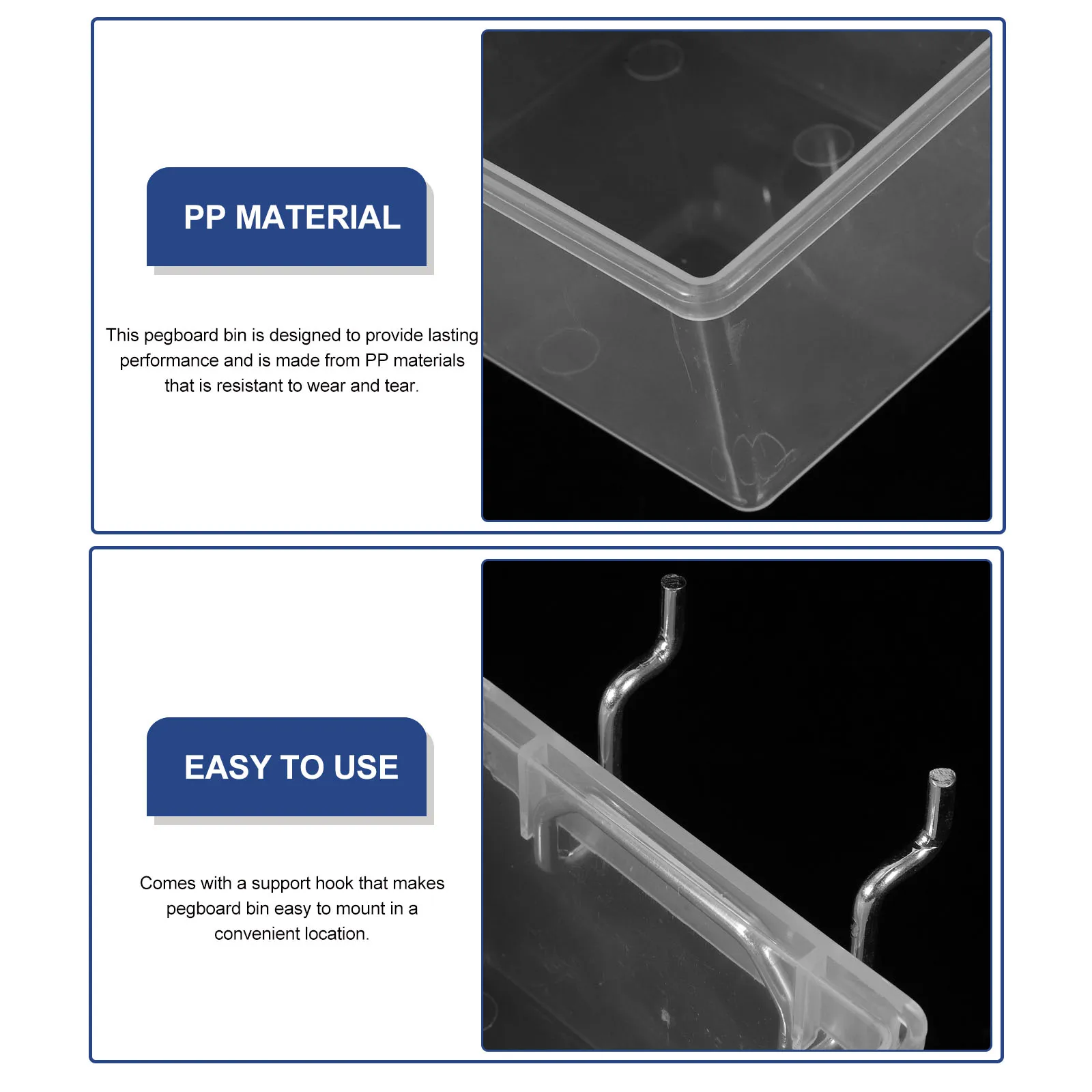 

AntiStatic Storage Box Transparent Small Square Pegboard Bins Craft Room Organizer Hardware Accessories Pegboard Hook Kit