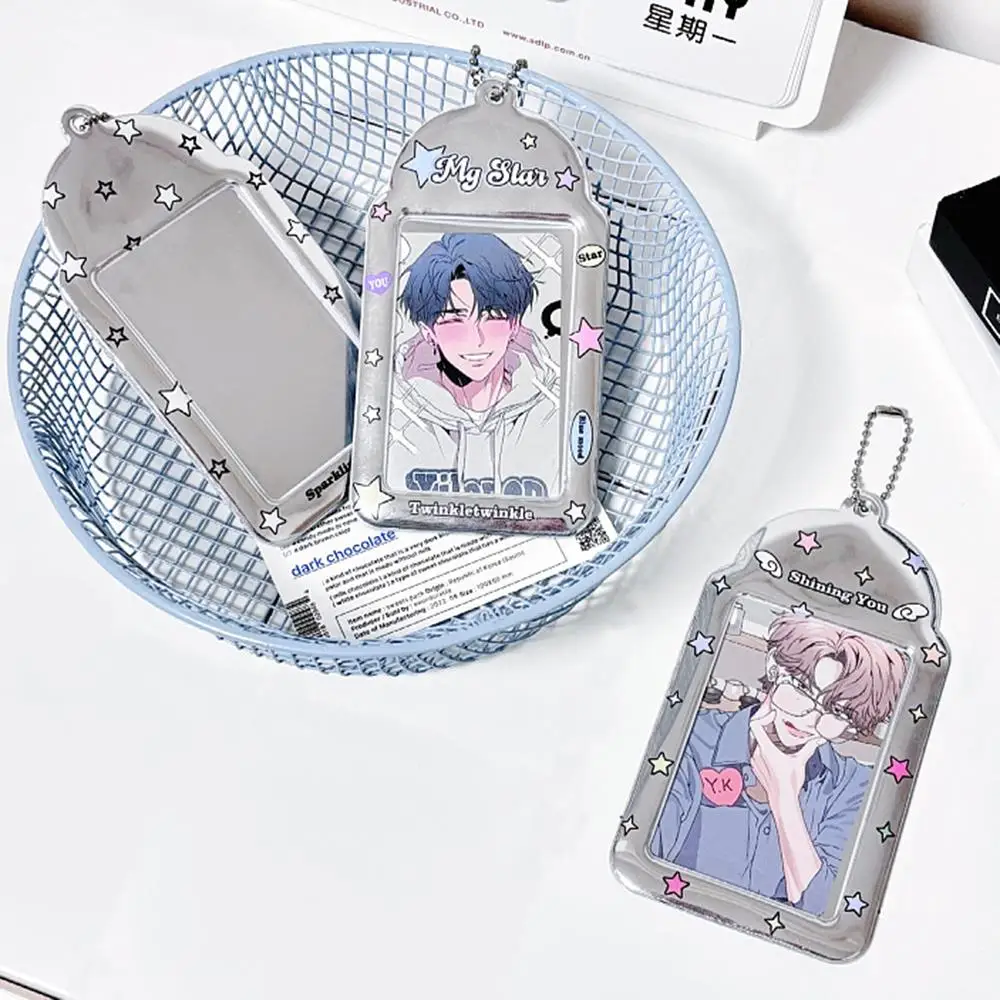 Silver Star Photocard Holder 3 Inch PVC Photo Card Holder Storage Card Display Protective Pendant Idol Photo Card Organizer