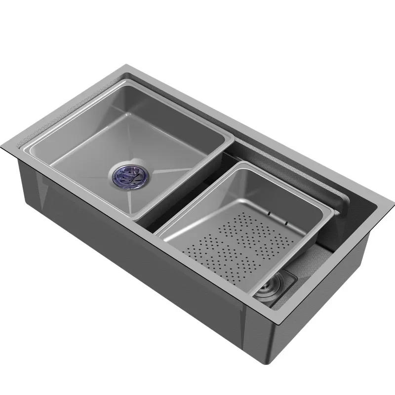 อ่างล้างจานชามเดี่ยวขนาดใหญ่ Undermount Black Nano 304 อ่างล้างจานสแตนเลส