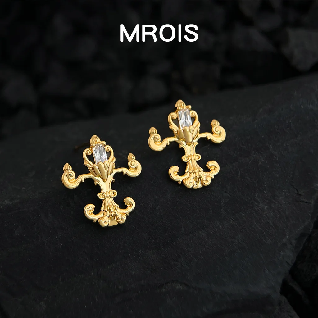 Original ancient Roman candlestick S925 silver needle literary and retro creative earrings factory, stud earrings female
