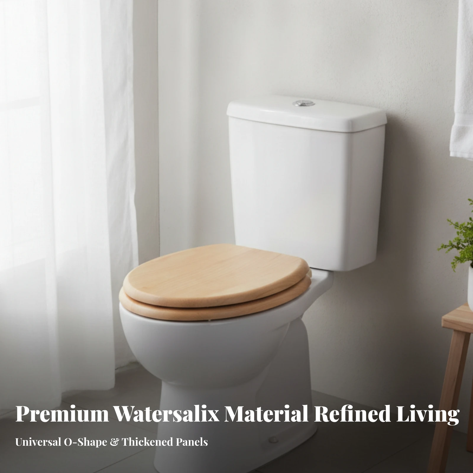 Wooden Toilet Seat Long-Lasting Toilet Seat with Lid Hardware Easy Installation Adjustable for Bathroom, Restroom