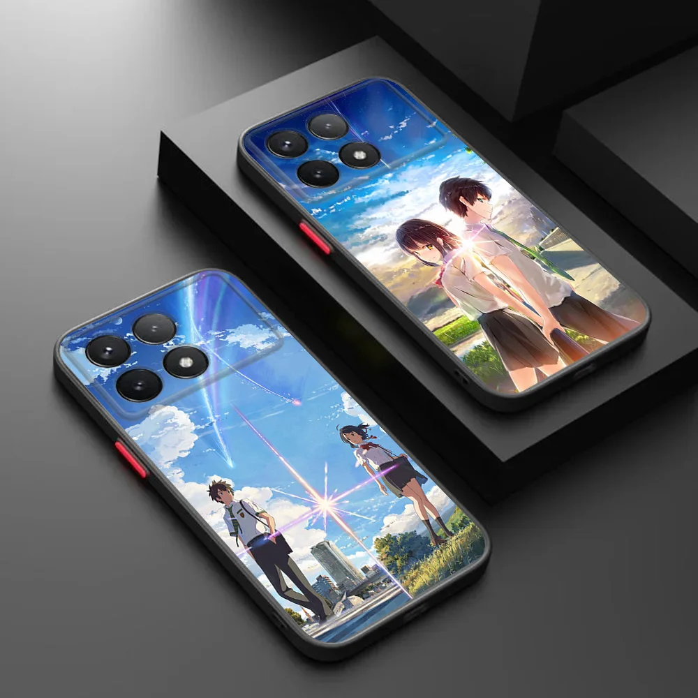 Coque de téléphone pour Xiaomi Poco X3 Pro F3 X4 13 14 X5 M5s C40 C50 C51 K40 13Lite votre nom Anime Redmi 13c, couverture translucide mate