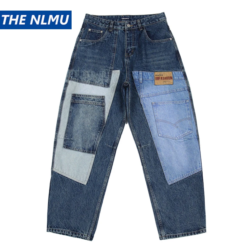 

2025 Vintage Patchwork Baggy Jeans Men Streetwear Hip Hop Loose Denim Pants Y2K Trousers Y2k Clothes Men