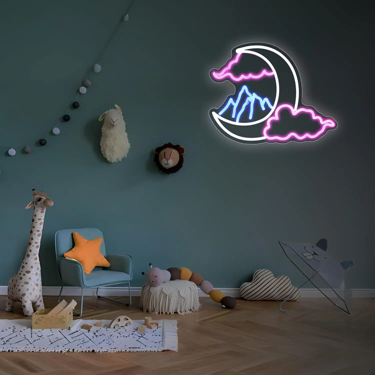 Custom LED Neon Signs Mountain Moon Cloud Light Up for Holiday Party Bar Children Room Atmosphere Decoration USB Lights Gifts