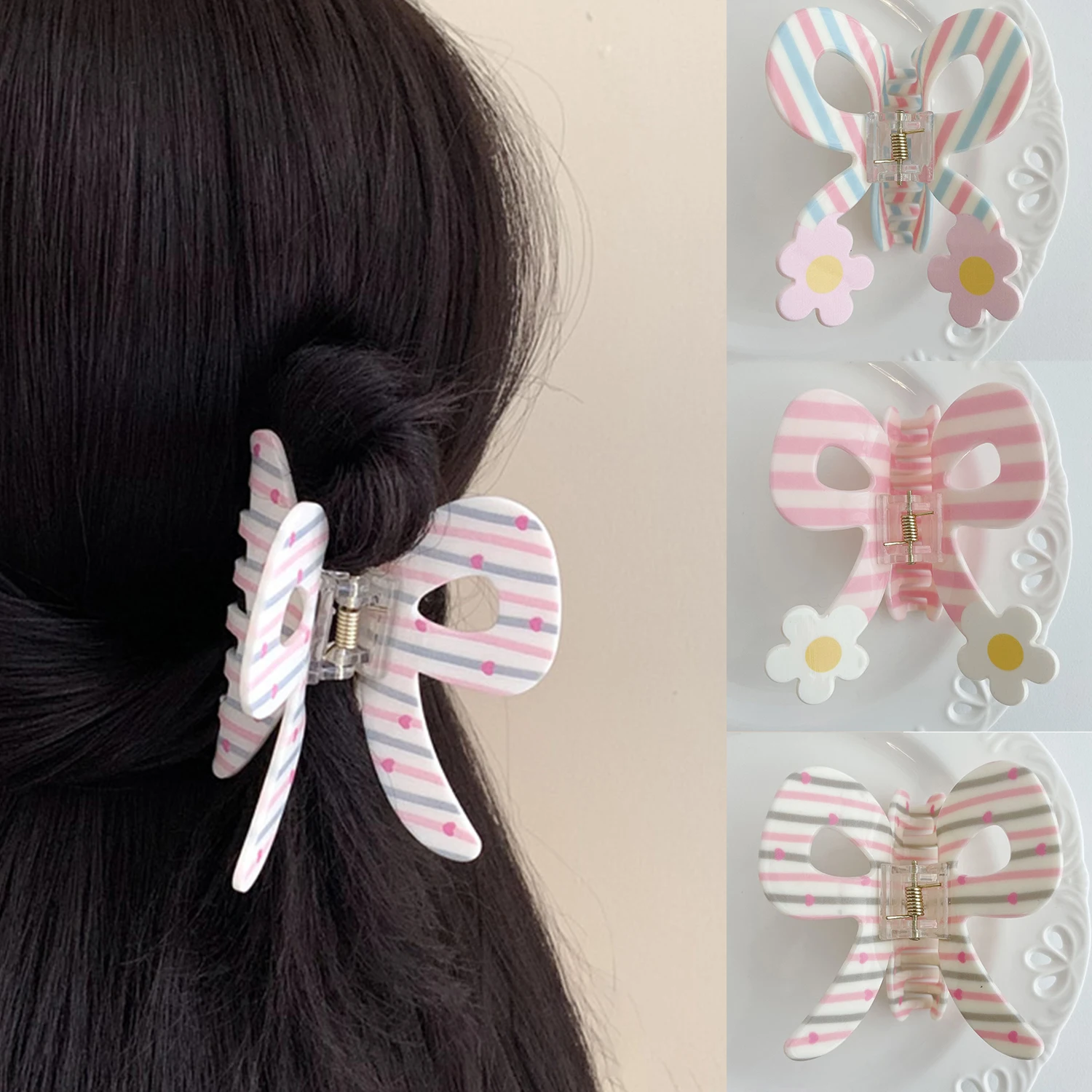 

1 Pc Butterfly Hairpin Clips Flower Hair Clip Ponytail Holder Clip Non-Slip Sweet Bow Shark Clip Women Girls Hair Accessories