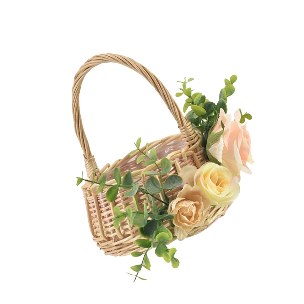

Flower Basket Props Elegant Wedding Baskets for Bride Small Girls Rustic Decor Bridal Flower Petals Holder
