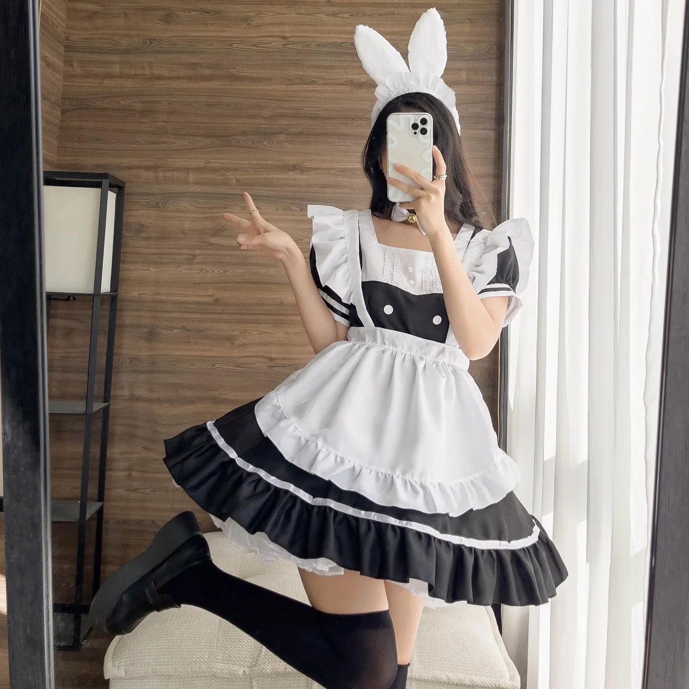 New Spring&Summer Lovely Bunny Girl Lolita Dress Suits Plus Size Halloween Party Maid Cosplay Costume Anime Maid Role Play Cloth