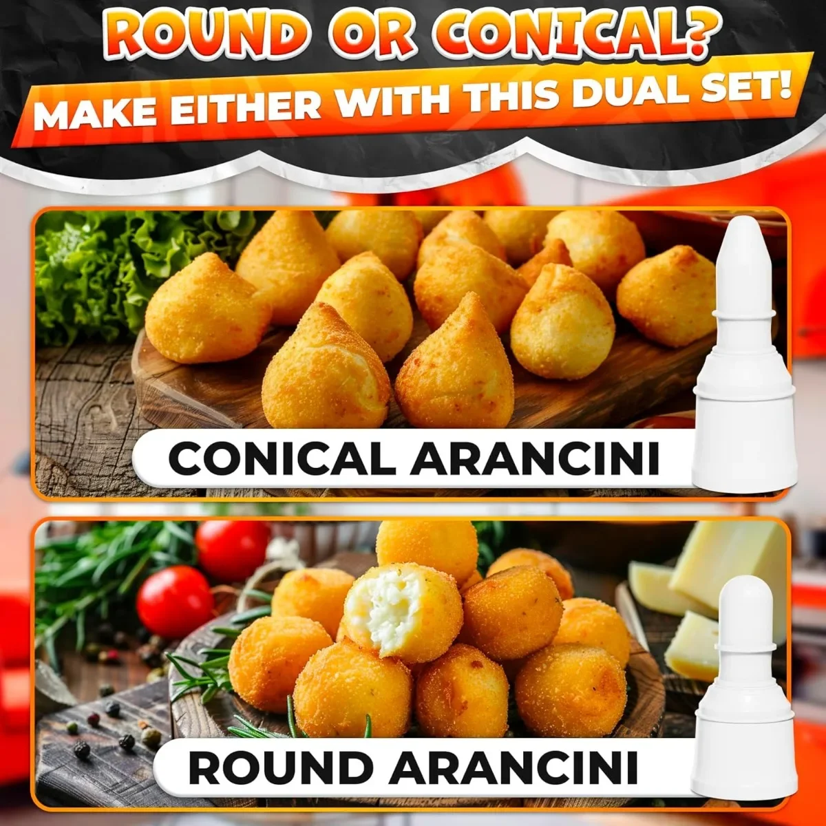 2pcs Round and Pointed Arancini Maker Molds Multifunction  Potato Ball Sushi Maker Tools for Home DIY Rice Ball Press Shaper