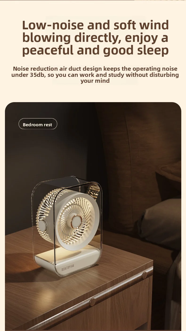 Ventilateur de bureau portable multifonction avec veilleuse led_voghion.com