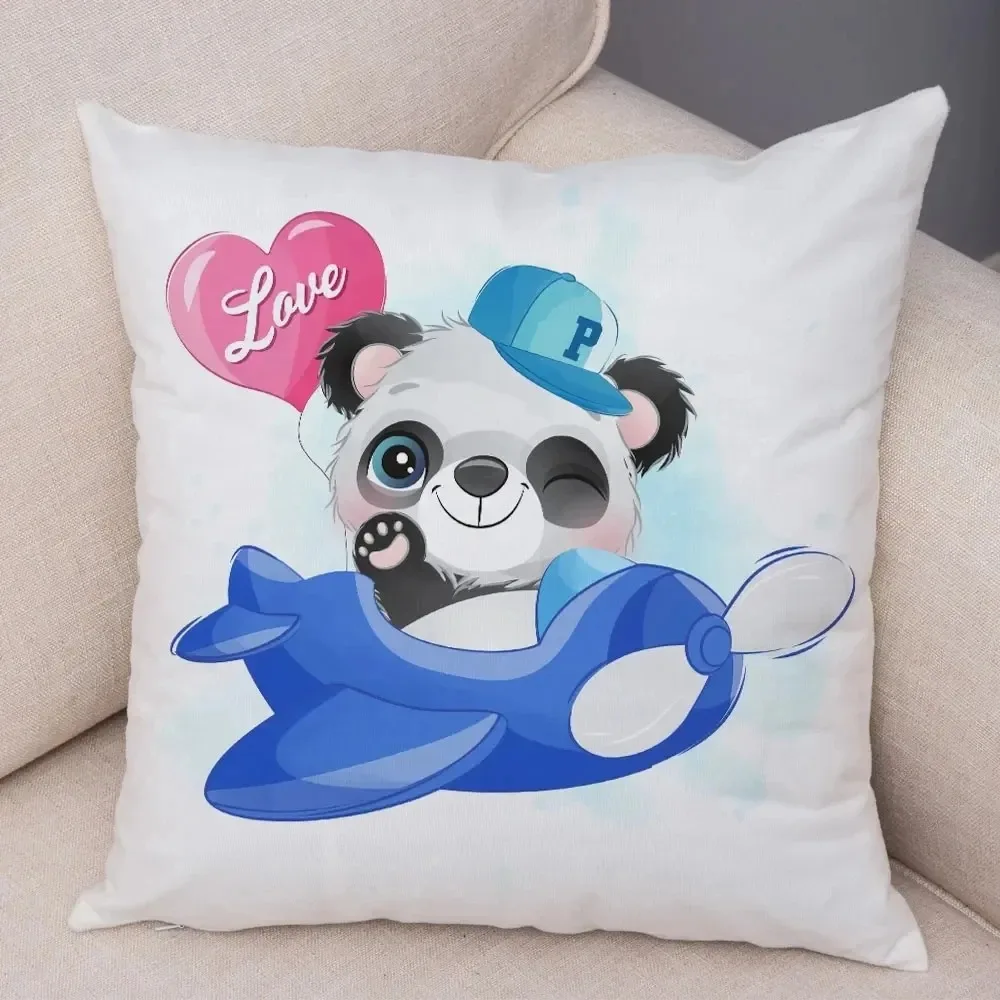 Cartoon panda pattern Double-sided Printed pillow cover Short plush Suitable living rooms bedrooms sofas throw cushion cover