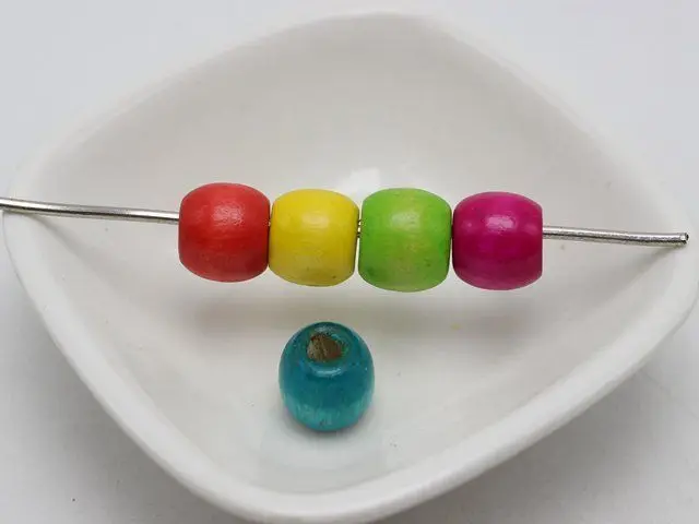 100 Mixed Color Barrel Wood Beads 12mm with Big Hole~Wooden