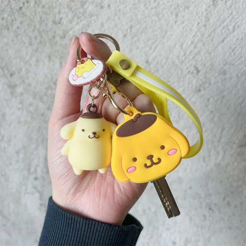 Sanrio Hello Kitty Keychain Silicone Cute Key Case KT Cat Pendant Cinnamoroll Kuromi Melody Access Control Card Case Keychain