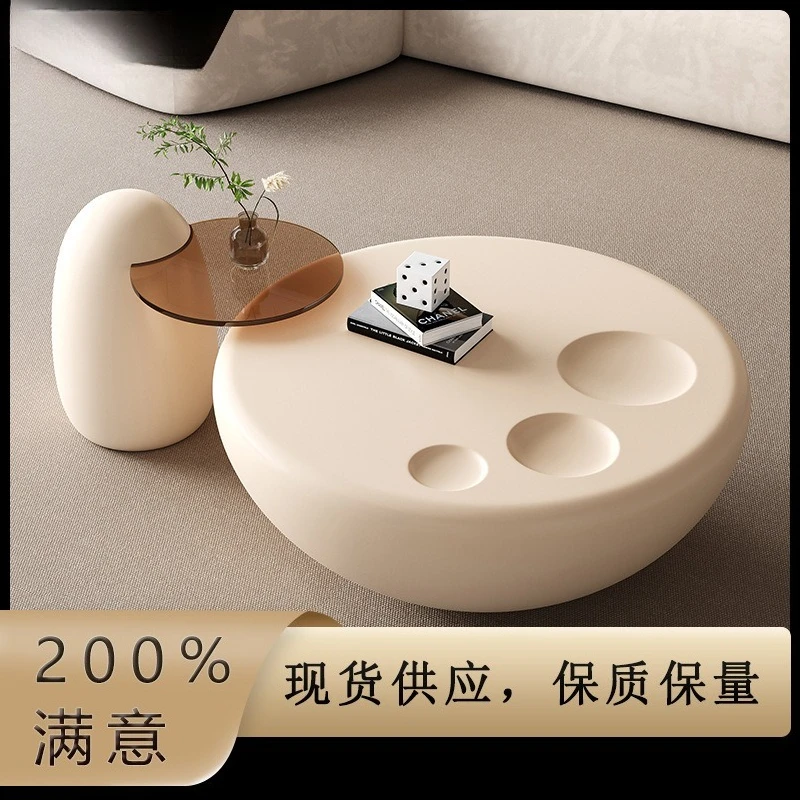 Cream wind coffee table size round combination small apartment cat paw designer white Internet celebrity advanced sense creative