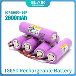 ICR18650 New Original 2600mAh 3.7V 18650 26F Batteries Rechargeable Li-ion Battery For Flashlight+DIY Line