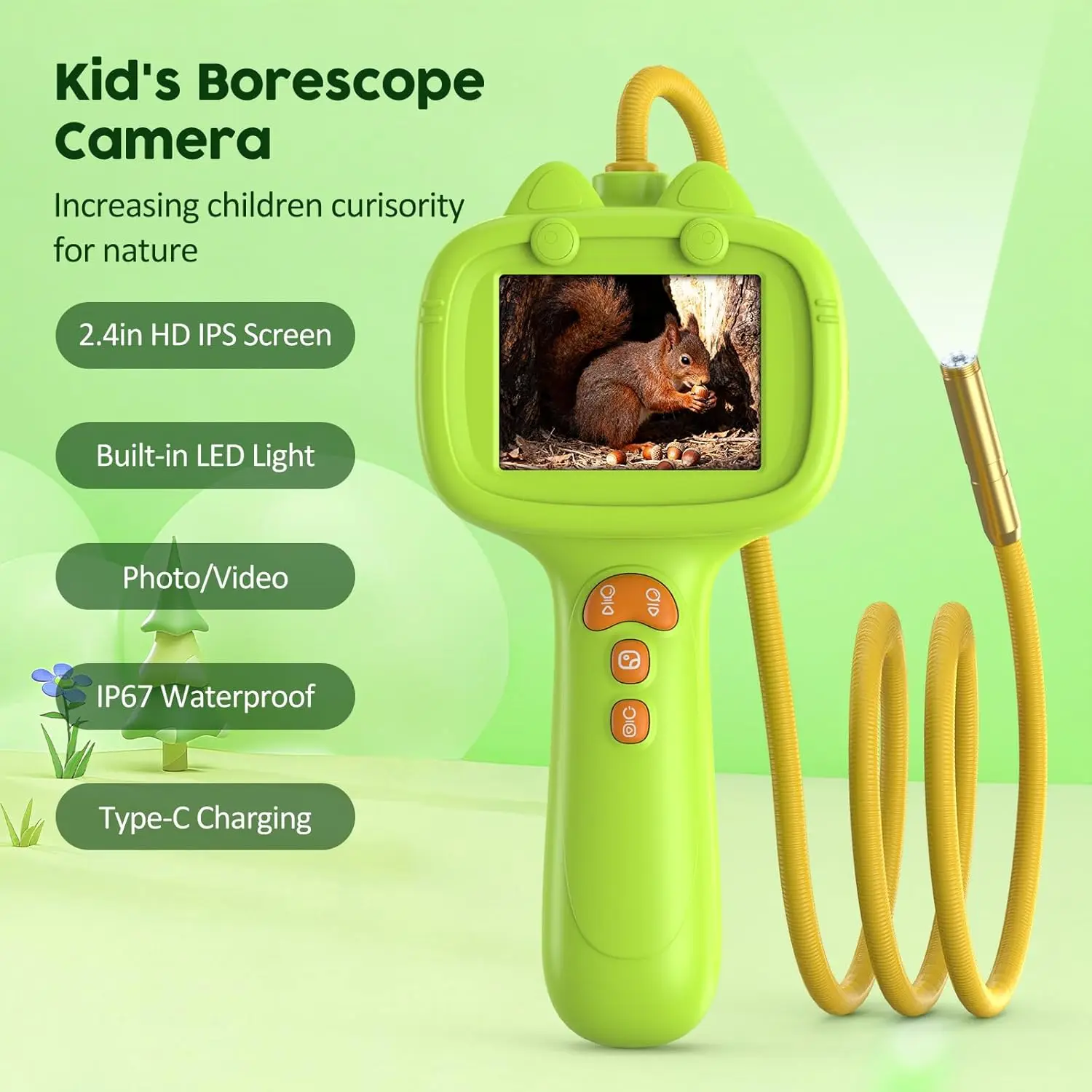 Cámara boroscopio para niños con luz, juguete educativo STEM, regalo de cumpleaños para niños y niñas, juegos de actividades de exploración natural al aire libre