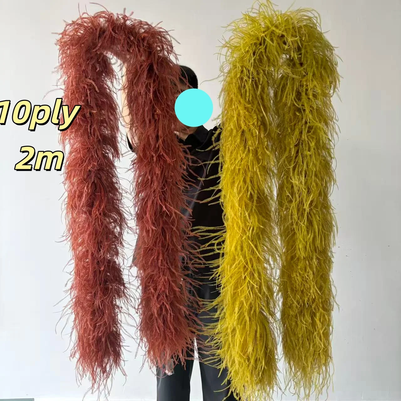 Red Coffee Ostrich Feather Boa 8/10Ply Fluffy Scarf for Wedding Bridal Dress Decor DIY Sewing Craft Party Costume 0.5/1/2M