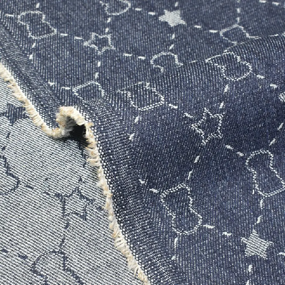 

New Design Cotton stylish jacquard denim fabric No elastic right oblique jacquard jeans fabric