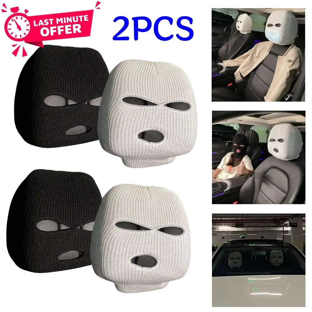 1/2PCS Halloween Auto Kopfstütze Abdeckung Dekoration 3 Loch Kopfstütze Abdeckung Auto Vordersitz Headcover Auto Anti-diebstahl Warnung Zubehör