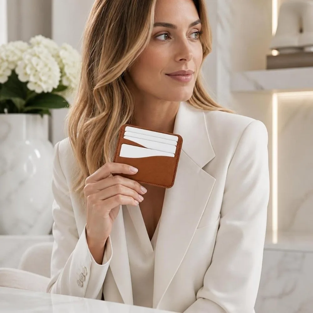 Fashion Solid Color Card Bag PU Leather Multi-Functional Credit Card Holder Ultra-Thin Card Case Wallet Women Men