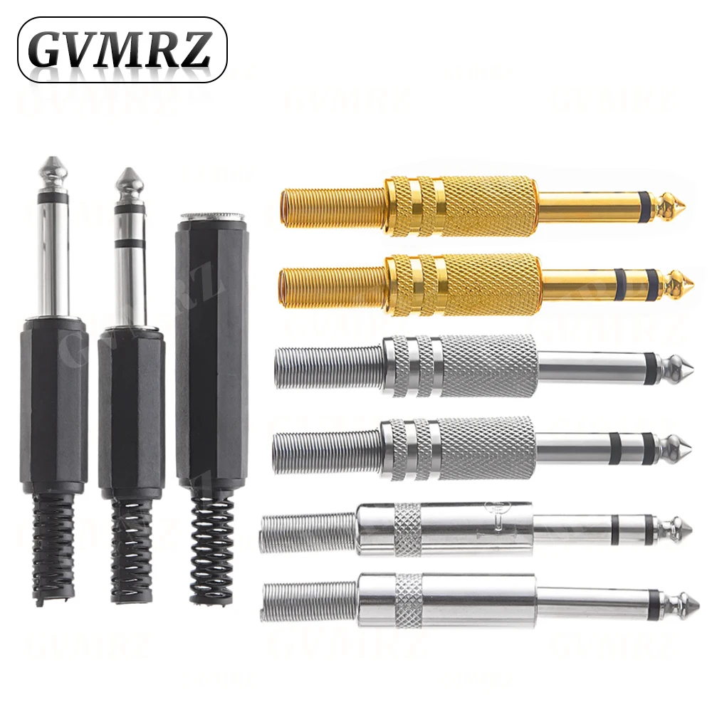 5PCS 6.3MM Mono/Stereo AUDIO jack Plug Male Connector Welding line HeadPhone Stereo 1/4