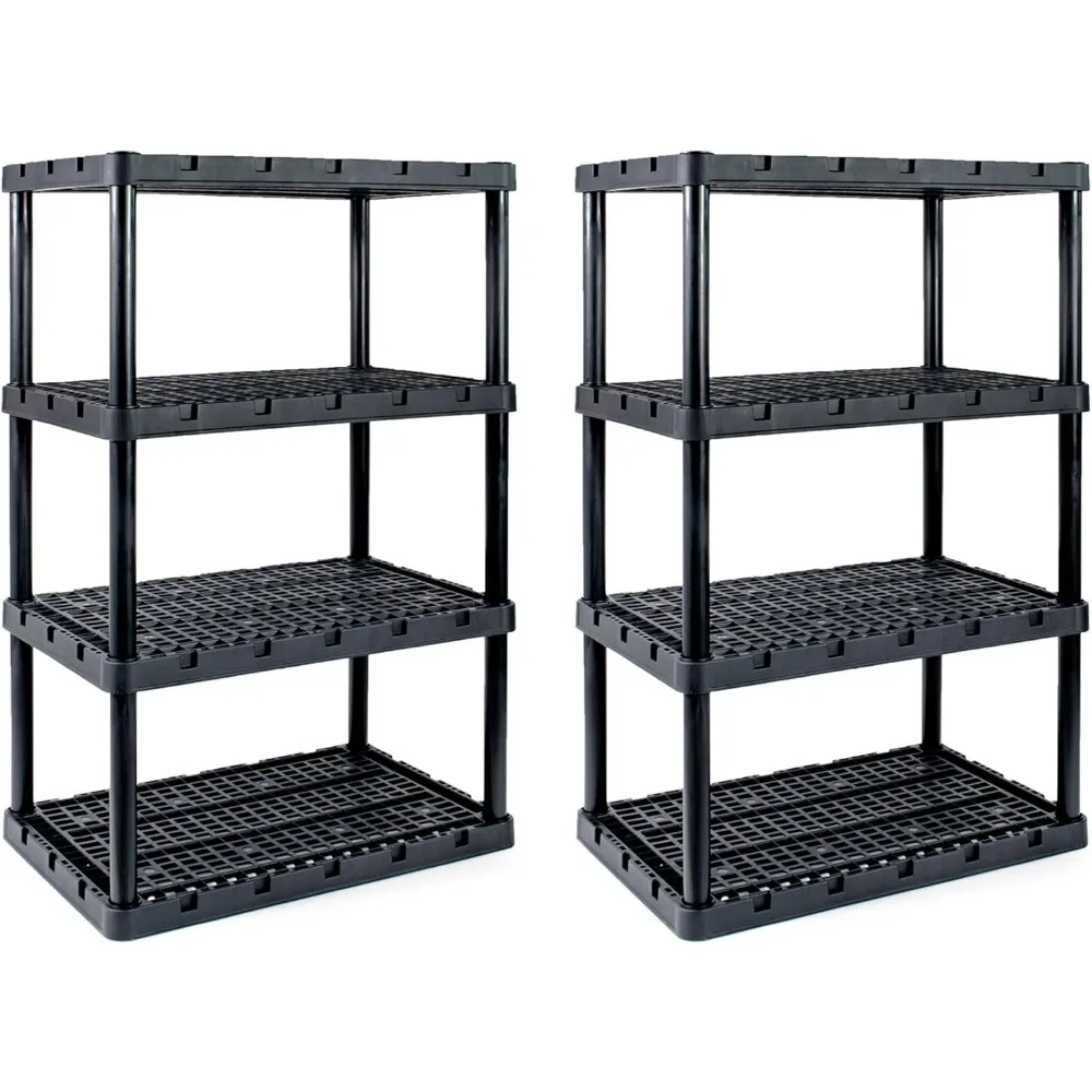 

2-Pack XL Storage Shelving, Heavy-Duty Knect-A-Shelf, 4 Shelves, Black