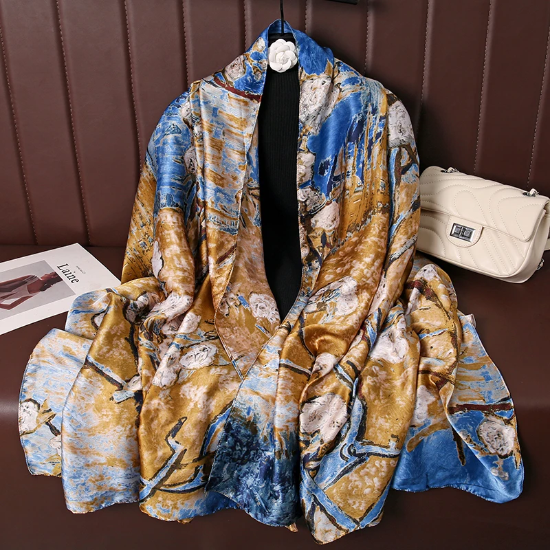 وشاح ربيعي للنساء، تصميم فاخر، وشاح حريري ناعم، عصابة رأس إسلامية ناعمة، شال Deach. #3