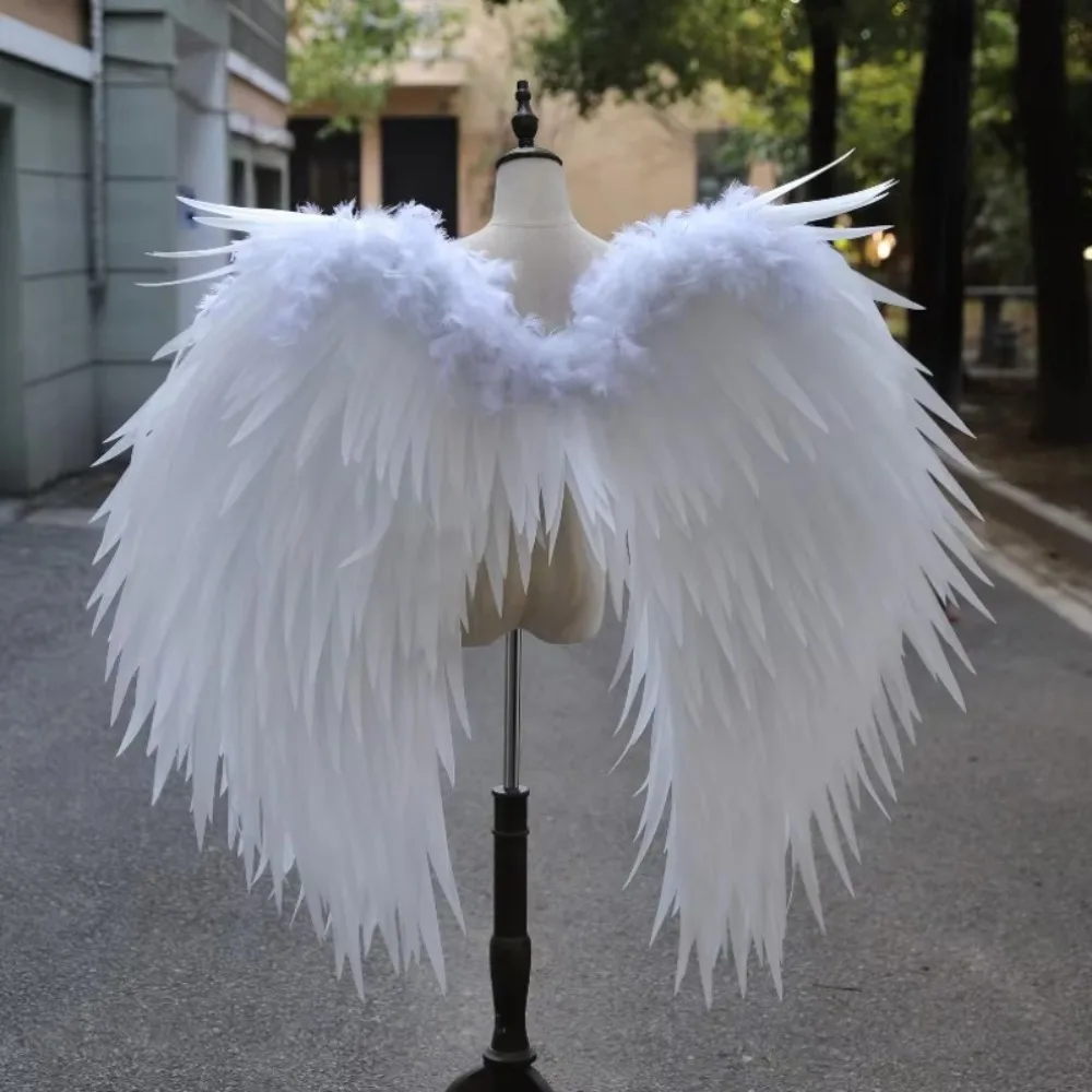 Pure White Flowing Angel Wings Large Feather Prop for Fantasy Shoot Soft Elegant Fairy Wings Chic Performance Prop for Dancers