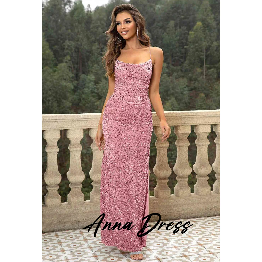 

Sequins Luxurious Saudi Evening Dress Es Anna Fish Tail Gala Dresses 2024 Spaghetti Straps Elegant Chic Dress Prom