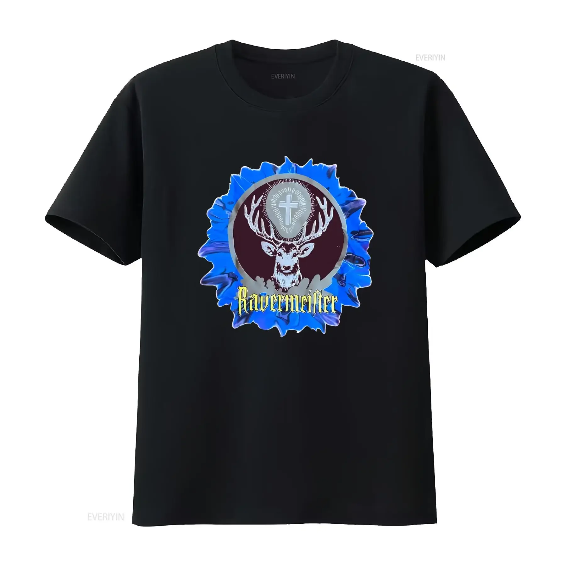 Vintage Ravermeister 90s German Gabber Techno House T Shirt XL Size with Unique Deer Cross Design vintage Washed Casual