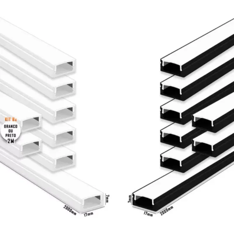 Fita de sobreposição fina de 8 perfil, 2 metros, cor clara de alumínio, branco, tensão operacional, 12/24v, 110v/220v