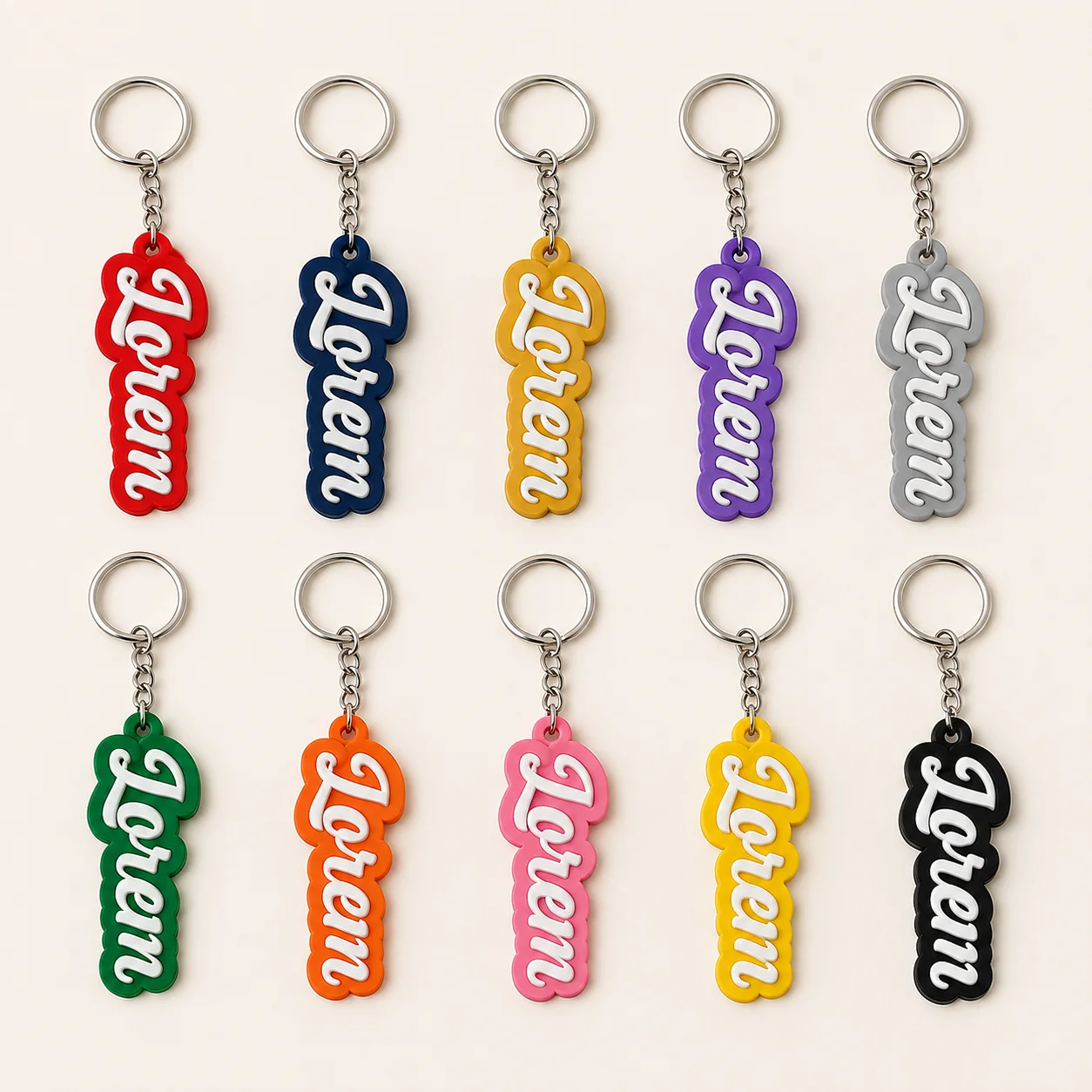 Custom 3D Name Keychain Personalized Raised Letter Keyring for Backpack Lunch Box Car Bag Luggage Tag Student Gift Accessory Set