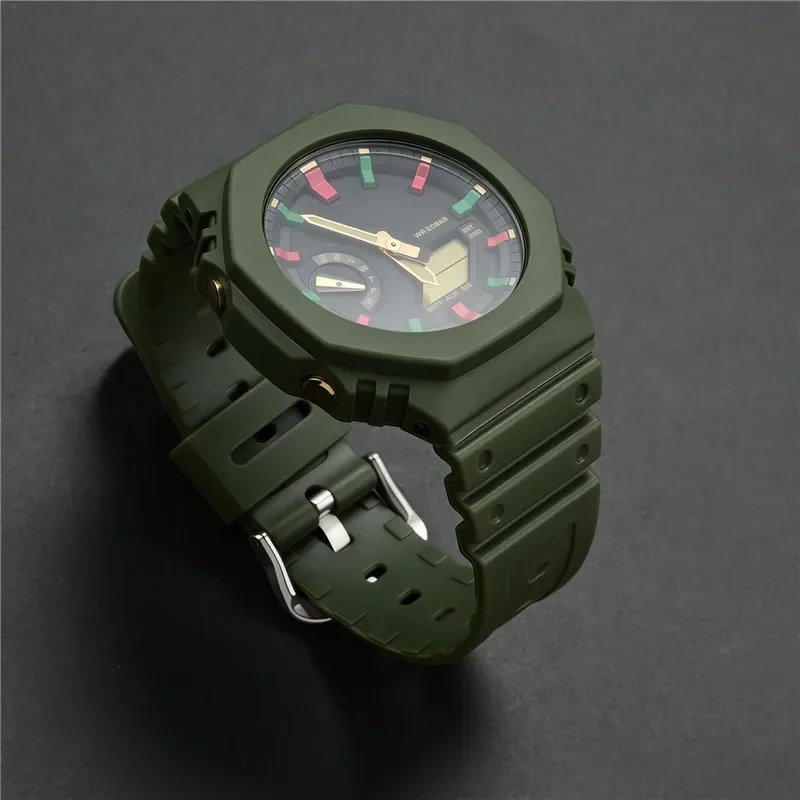 المطاط حزام ساعة اليد الحافة ل كاسيو G-SHOCK GA-2100 GA-2110 الراتنج حزام (استيك) ساعة الرجال الرياضة مقاوم للماء تعديل عدة مع أدوات