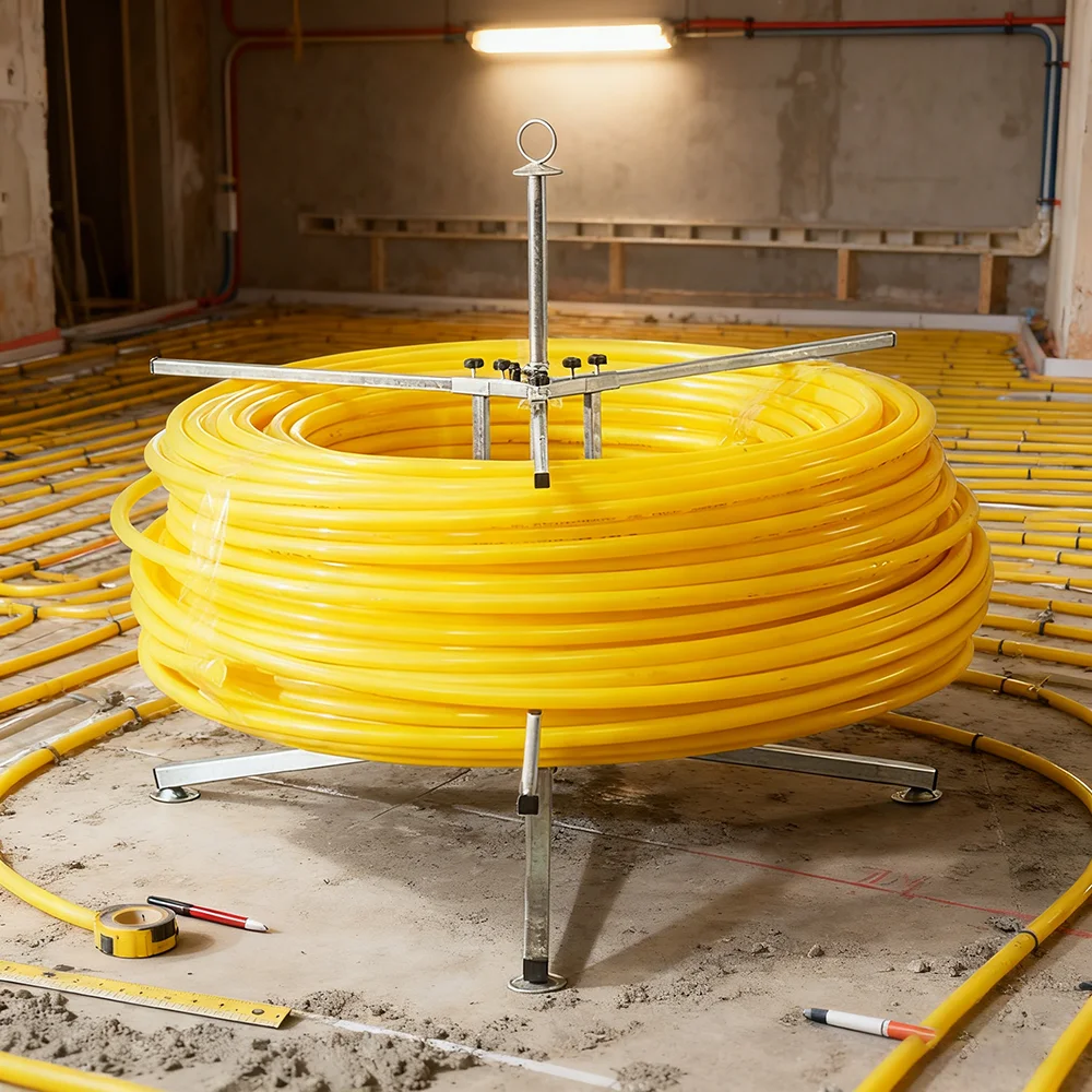 

Устройство для укладки труб нового типа для геотермального подогрева пола Съемная установка Стойка для укладки труб Держатель катушки подшипника